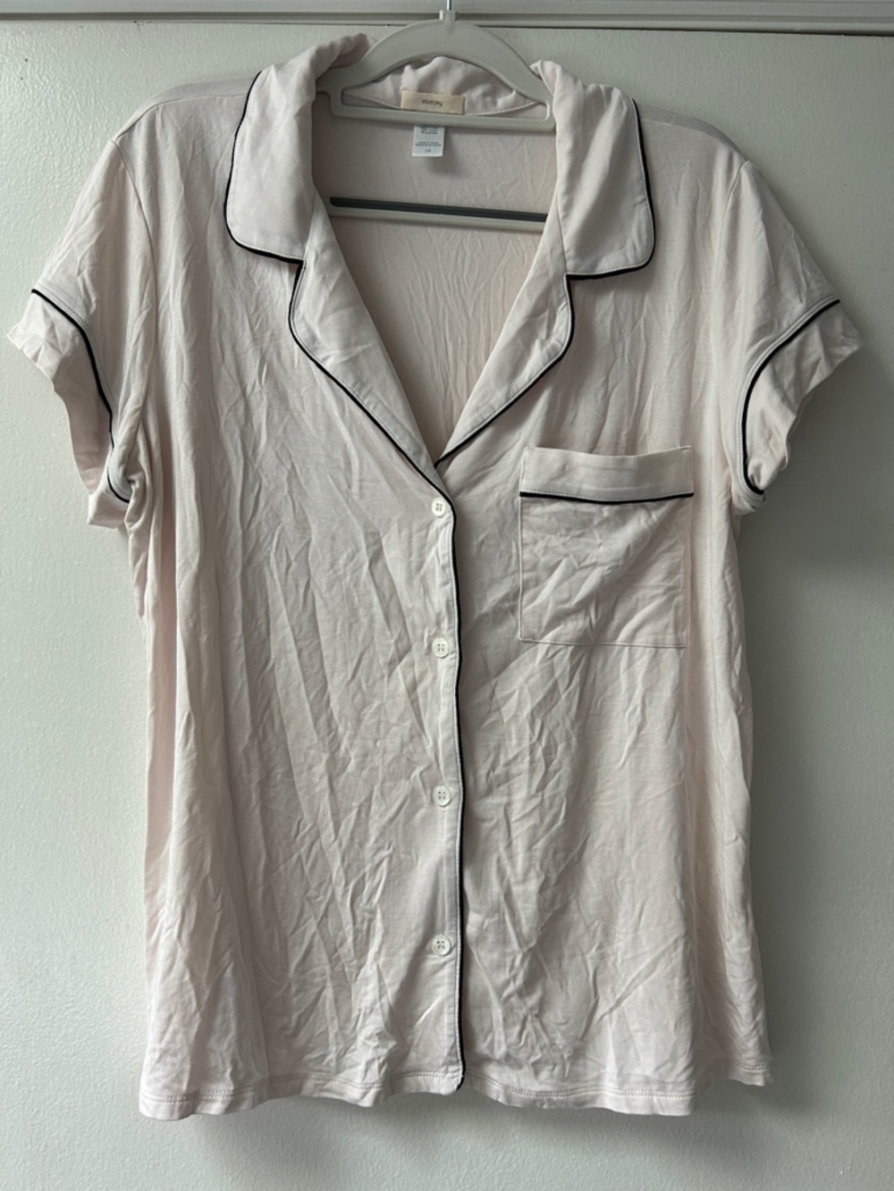 Eberjey Light Pink Pajama Set with Black Trim
